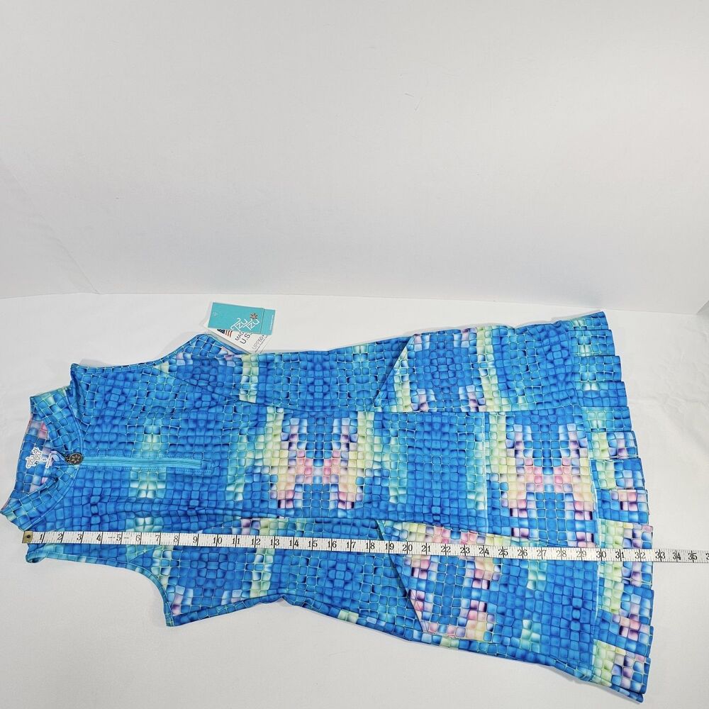 Tzu Tzu Sport Shiloh Golf Dress Small S NWT Blue Mosaic Geometric Mock Neck - Picture 8 of 8